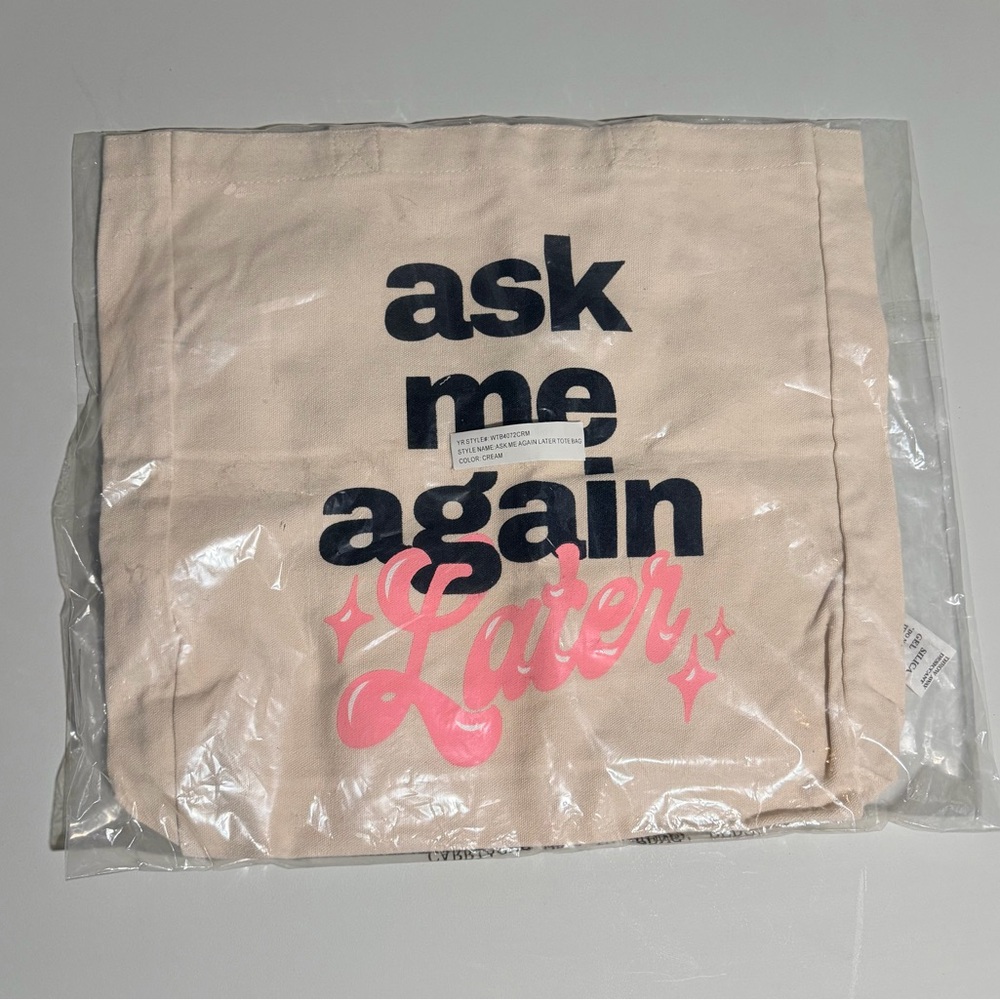 Young & Reckless Beige Tote with Black and Pink Graphic